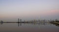 Dubai  UAE - 01.29.202 Sunrise over Dubai city skyline. Outdoors Royalty Free Stock Photo