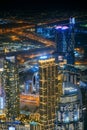 Dubai, UAE, United Arab Emirates - May 25, 2021: Aerial View Of Beautiful Evening Night Illuminations Scenic View Of Royalty Free Stock Photo