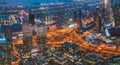 Dubai, UAE, United Arab Emirates - May 25, 2021: Aerial View Of Evening Night Scenic View Of Skyscraper In Dubai. Street Royalty Free Stock Photo