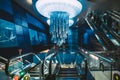 Dubai, UAE, United Arab Emirates - May 22, 2021: Interior of BurJuman metro station in Dubai, UAE. The Dubai Metro is a Royalty Free Stock Photo