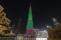 Amazing fountain show in front of the Burj Khalifa skyscraper at night in Dubai. Fountains in front of the Burj Khalifa