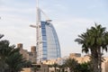 View at Burj Al arab hotel from Madinat Jumeirah luxury hotel in a summer day in Dubai, United Arab Emirates Royalty Free Stock Photo