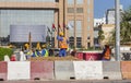 Dubai, UAE - 10.04.2021 Workers upgrading road infrastructure. Industrial