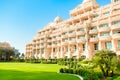 Beautiful tropical garden in luxury hotel in The Palm Jumeirah Royalty Free Stock Photo