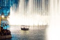 DUBAI, UNITED ARAB EMIRATES - APRIL 25, 2018: Evening fountain show near Dubai Mall