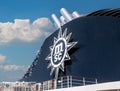 Dubai, United Arab Emirates - April 4, 2023: MSC logo on board cruise ship. MSC Cruises one of world\'s largest cruise lines