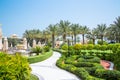 Dubai, Beautiful park at Palm Jumeirah at sunny day