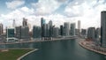 DUBAI, UNITED ARAB EMIRATES - DECEMBER 31, 2019. Aerial shot of the Business Bay district and the Dubai Creek Royalty Free Stock Photo