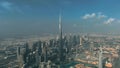 DUBAI, UNITED ARAB EMIRATES - DECEMBER 30, 2019. Aerial shot of famous Burj Khalifa skyscraper, the tallest building in Royalty Free Stock Photo