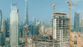 DUBAI, UNITED ARAB EMIRATES - DECEMBER 30, 2019. Aerial view of the new skyscraper construction site near Burj Khalifa Royalty Free Stock Photo