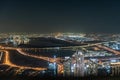 Dubai, United Arab Emirates Ã¢â¬â December 14, 2021, the Arial skyline view of Dubai city at night from at the top of Burj Khalifa Royalty Free Stock Photo