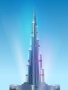 DUBAI, UNITED ARAB EMIRATES - 27 DECEMBER, 2013: Burj Khalifa tower. The design of Burj Khalifa in vector, Megatal