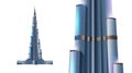 DUBAI, UNITED ARAB EMIRATES - 27 DECEMBER, 2013: Burj Khalifa tower. Vector realistic illustration of the Burj Khalifa