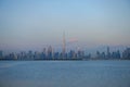 A panoramic view of Dubai downtown skyline from Dubai creek harbour side