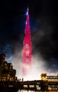 Dubai, United Arab Emirates - February 4, 2018: Burj Khalifa laser and light show for Chinese lunar New Year at Dubai mall Royalty Free Stock Photo