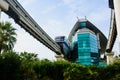 Dubai, United Arab Emirates - February 24, 2018: Train stooped in the Atlantis Monorail train station on Palm island in in Dubai