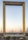 Dubai frame building at sunrise Royalty Free Stock Photo