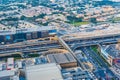 Dubai, United Arab Emirates - July 5, 2019: Roads and streets of Dubai downtown leading to Dubai mall parking