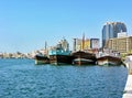 Traditional wooden boats in Dubai UAE Royalty Free Stock Photo