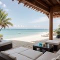 Dubai United Arab Emirates 03 03 2020 : Living area sitting lounge in a Villa house on the beach front of palm Jumeirah Duba Royalty Free Stock Photo