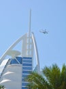 Dubai, United Arab Emirates, 25 March 2016: Al Arab Tower with helicopter