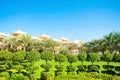 Beautiful tropical garden in luxury hotel in The Palm Jumeirah Royalty Free Stock Photo