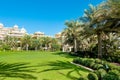 Beautiful tropical garden in luxury hotel in The Palm Jumeirah Royalty Free Stock Photo