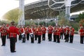 Dubai, United Arab Emirates - March 15, 2022 Emirati Police Brass band orchestra performing at Expo 2020 Dubai Daily Parade Royalty Free Stock Photo