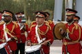 Dubai, United Arab Emirates - March 15, 2022 Emirati Police Brass band orchestra performing at Expo 2020 Dubai Daily Parade Royalty Free Stock Photo