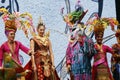 Dubai, United Arab Emirates - March 15, 2022 thai traditional dancers with colorful authentic costume in a stage