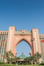 Facade of Hotel Atlantis, a luxury hotel on Jumeirah Palm in Dubai, UAE Royalty Free Stock Photo