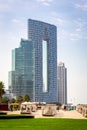 New luxury The Address Residences Jumeirah Resort and Spa building and Jumeirah Beach. Royalty Free Stock Photo