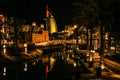 Night view of Burj Al Arab, Seven Star Hotel, A view from Jumeirah Beach, Residential a Royalty Free Stock Photo