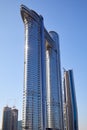 Address Sky View luxury hotel low angle view in a sunny day, blue sky in Dubai