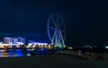 Dubai, United Arab Emirates - November 16, 2018: Bluewaters island at night, new walking area with shopping mall and restaurants
