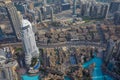 Dubai city high angle view with skyscrapers seen from Burj Khalifa in a sunny day Royalty Free Stock Photo