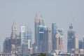 DUBAI, UNITED ARAB EMIRATES - OCTOBER, 2018: Downtown with towers paniramic view from the top in Dubai, United Arab Emirates Royalty Free Stock Photo