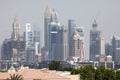 DUBAI, UNITED ARAB EMIRATES - OCTOBER, 2018: Downtown with towers paniramic view from the top in Dubai, United Arab Emirates Royalty Free Stock Photo