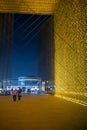 Dubai, United Arab Emirates - October 3, 2020: Entrance gate of Alif Mobility Pavilion at Dubai EXPO 2020 with characteristic