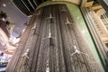 Dubai, United Arab Emirates - October, 2018: Giant Fountain with Flying Sculpture of an Diver in Dubai Mall. The Fountain