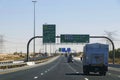 Dubai, United Arab Emirates - October 19, 2020 Dubai high way with heavy vehicles