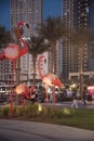 Dubai, United Arab Emirates, October 17, 2020, people visiting the Dubai Creek harbour area at the evening