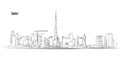 Dubai, United Arab Emirates. Panorama Vector Outline Sketch