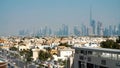 DUBAI, UNITED ARAB EMIRATES, UAE - NOVEMBER 20, 2017: city district near Hotel Jumeirah Al Qasr, small buildings, far Royalty Free Stock Photo