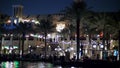 DUBAI, UNITED ARAB EMIRATES, UAE - NOVEMBER 20, 2017:Hotel Jumeirah Al Qasr Madinat ,night walk along the water canal
