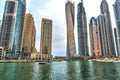 Dubai United Arab Emirates. View of the amazing center of the city, with its many terraces, the bridges the boats, the skyscrapers