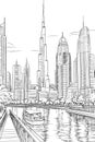 Dubai vector coloring page for adults Royalty Free Stock Photo