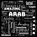 dubai word cloud, text,word cloud use for banner, painting, motivation, web-page, website background, t-shirt & shirt printing,