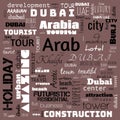 dubai word cloud, text,word cloud use for banner, painting, motivation, web-page, website background, t-shirt & shirt printing,