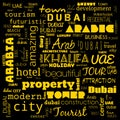 dubai word cloud, text,word cloud use for banner, painting, motivation, web-page, website background, t-shirt & shirt printing,